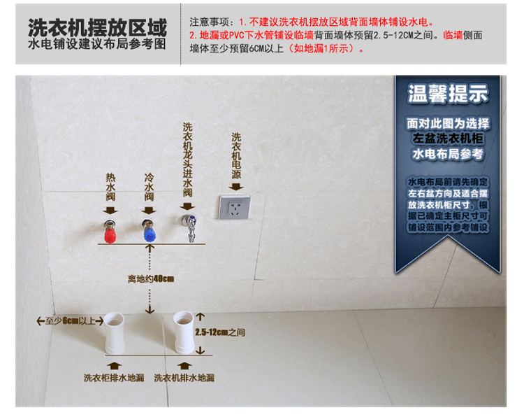 洗衣机柜水电铺设建议布局